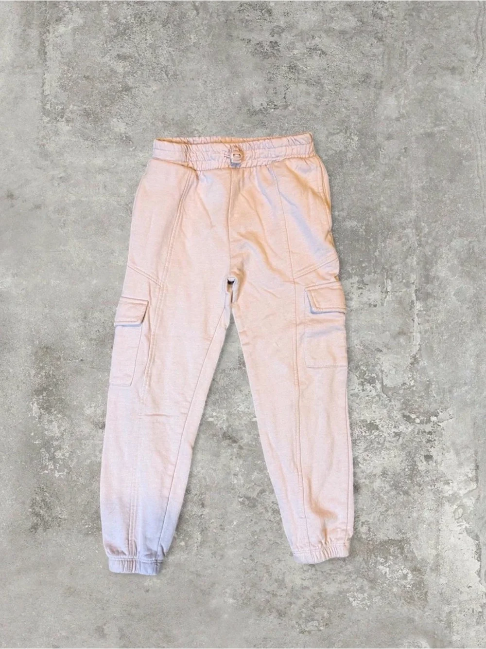 Girls' Light Pink Cargo Joggers with Elastic Waist